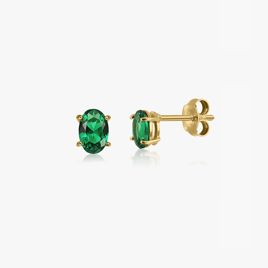 Golden Reina Silver Earrings - Green Zirconia