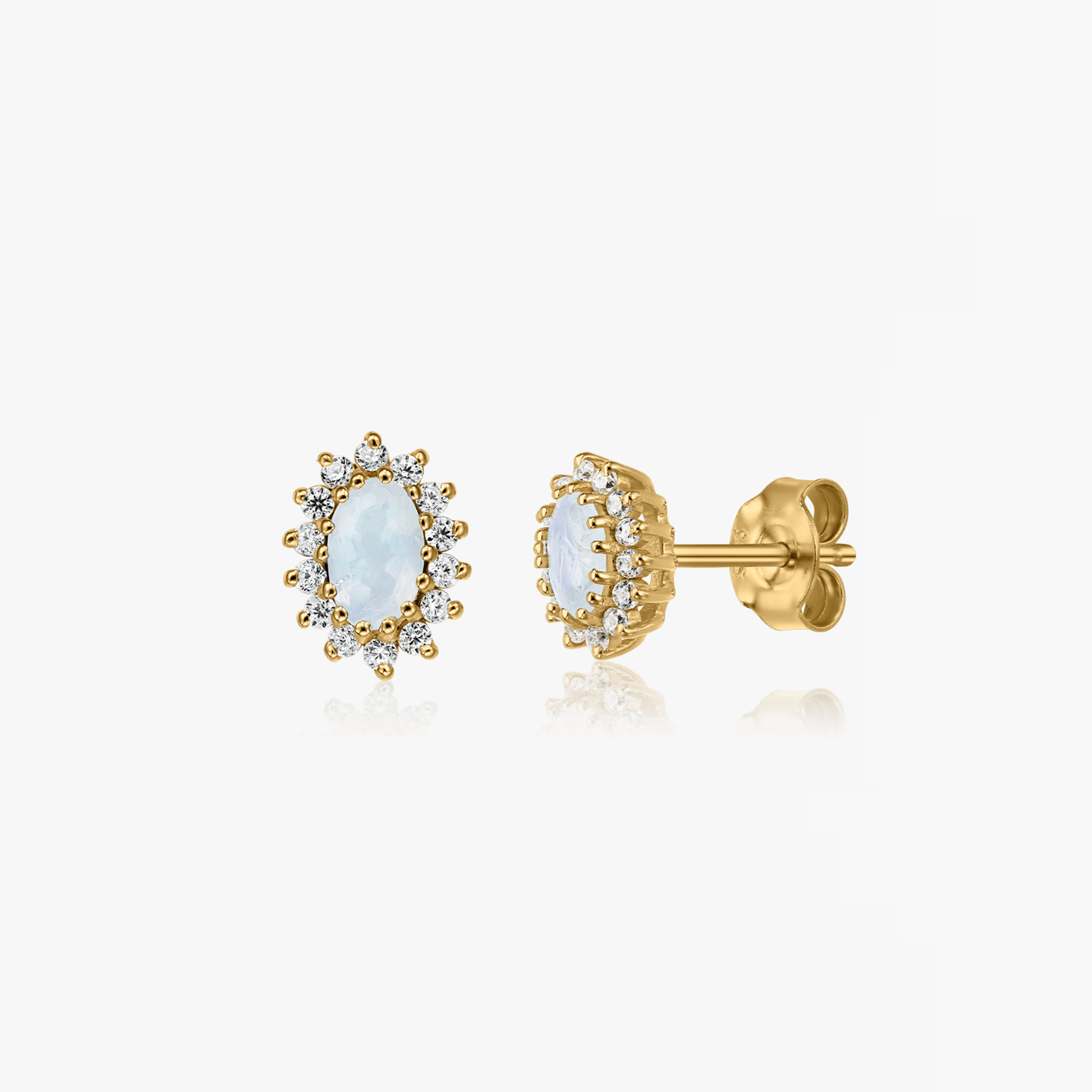 Golden Virtue Silver Earrings - Moonstone - Indira