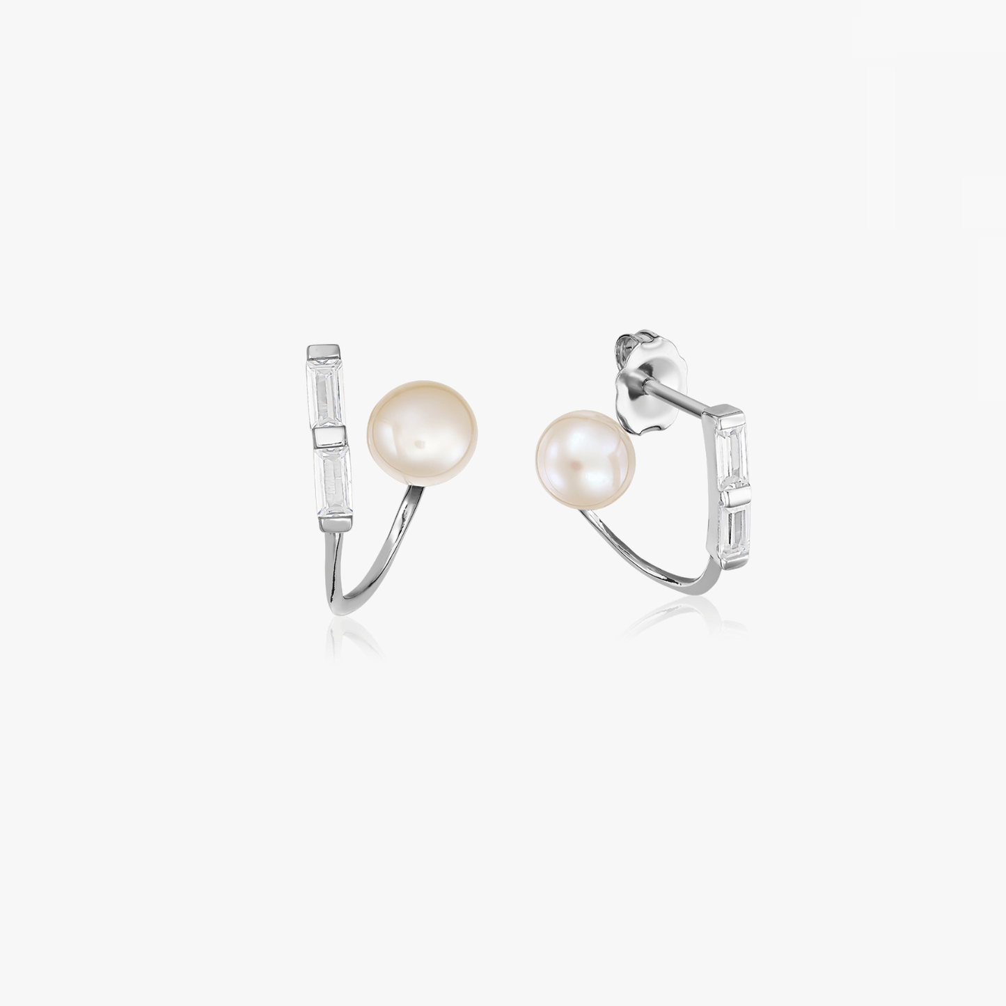 Peekaboo Silver Earrings - Natural Pearls