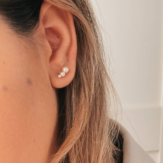 Tiny Pearls Gold Earrings - Indira