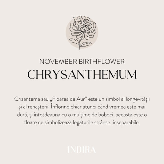 Pandantiv din aur alb Birth Flower - November Chrysanthemum - Indira