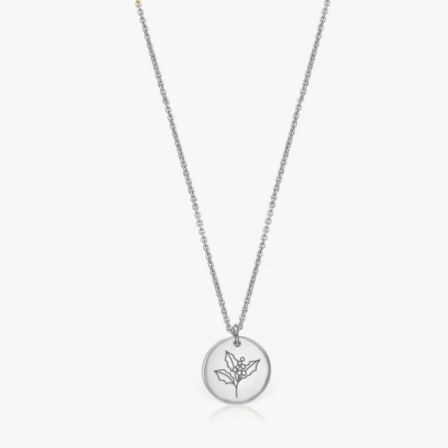 Birth Flower Silver Necklace - December Holly - Indira
