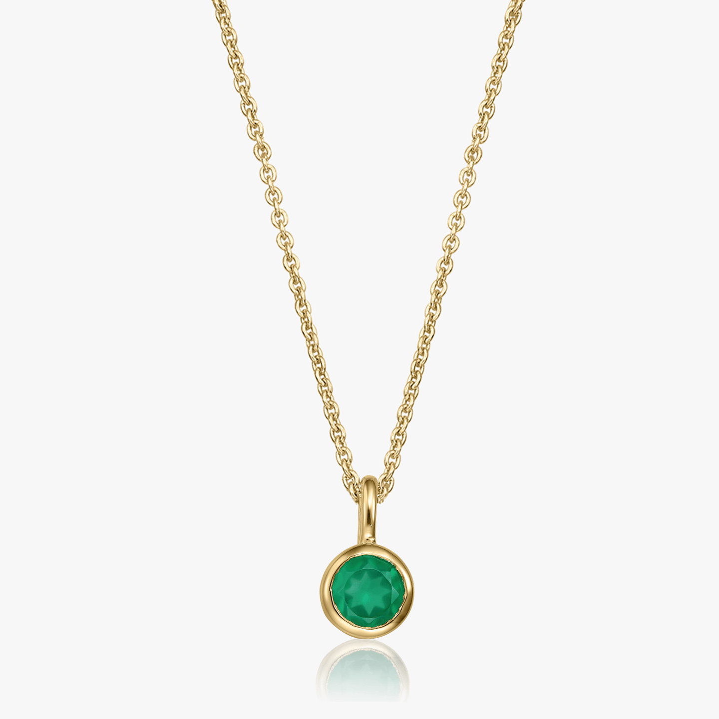 Ezüst Birthstone Golden May nyaklánc - Zöld Onix - Indira