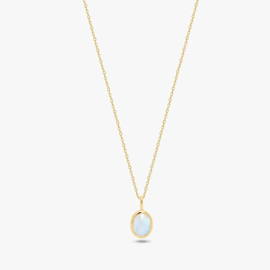 Champagne Golden silver necklace - Moonstone