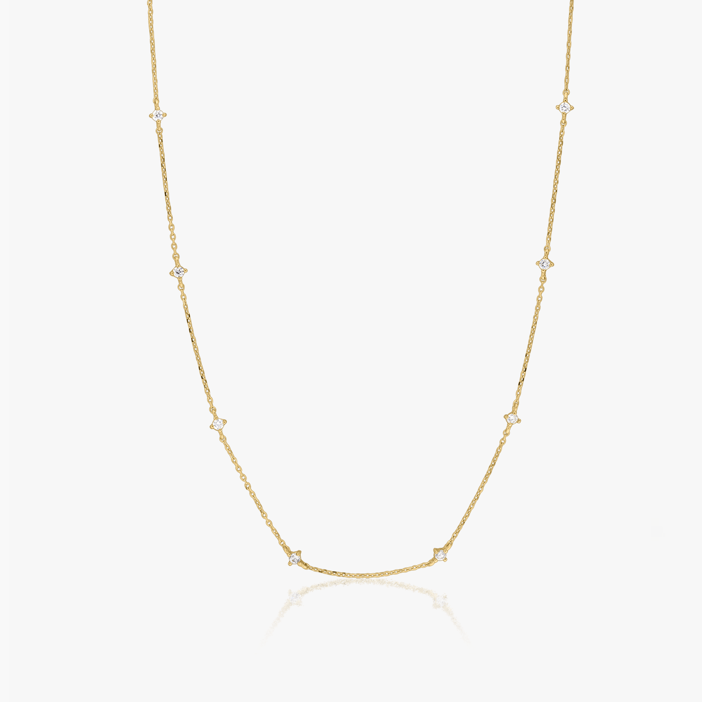 Starburst Gold Necklace - Cubic Zirconia - Indira