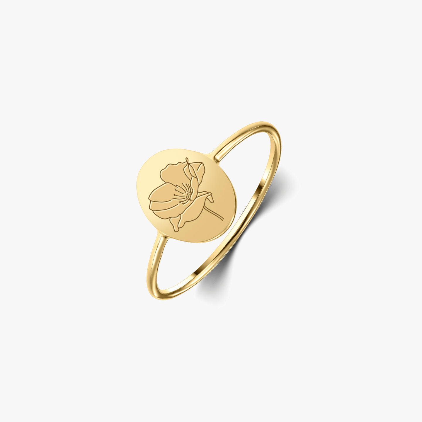 Birth Flower Golden ezüst gyűrű - Augusztus Pipacs - Indira