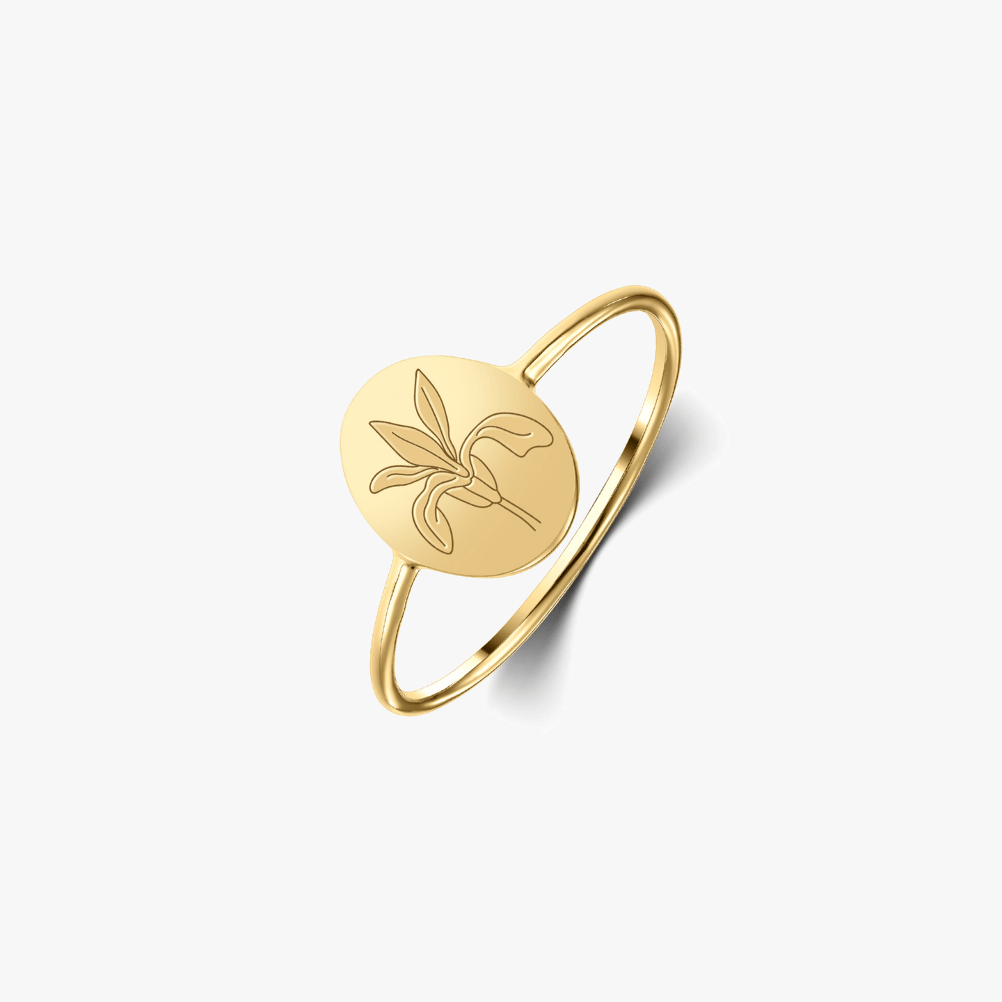 Silver Ring Birth Flower Golden - February Iris - Indira