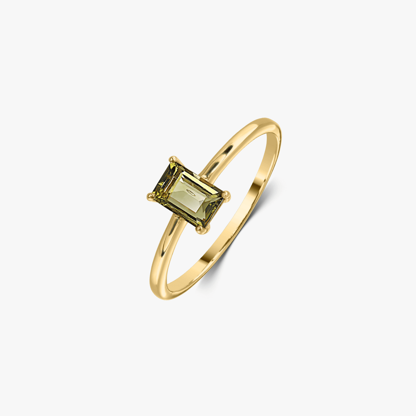 Bague en argent Golden Tessa - Moldavit - Indira