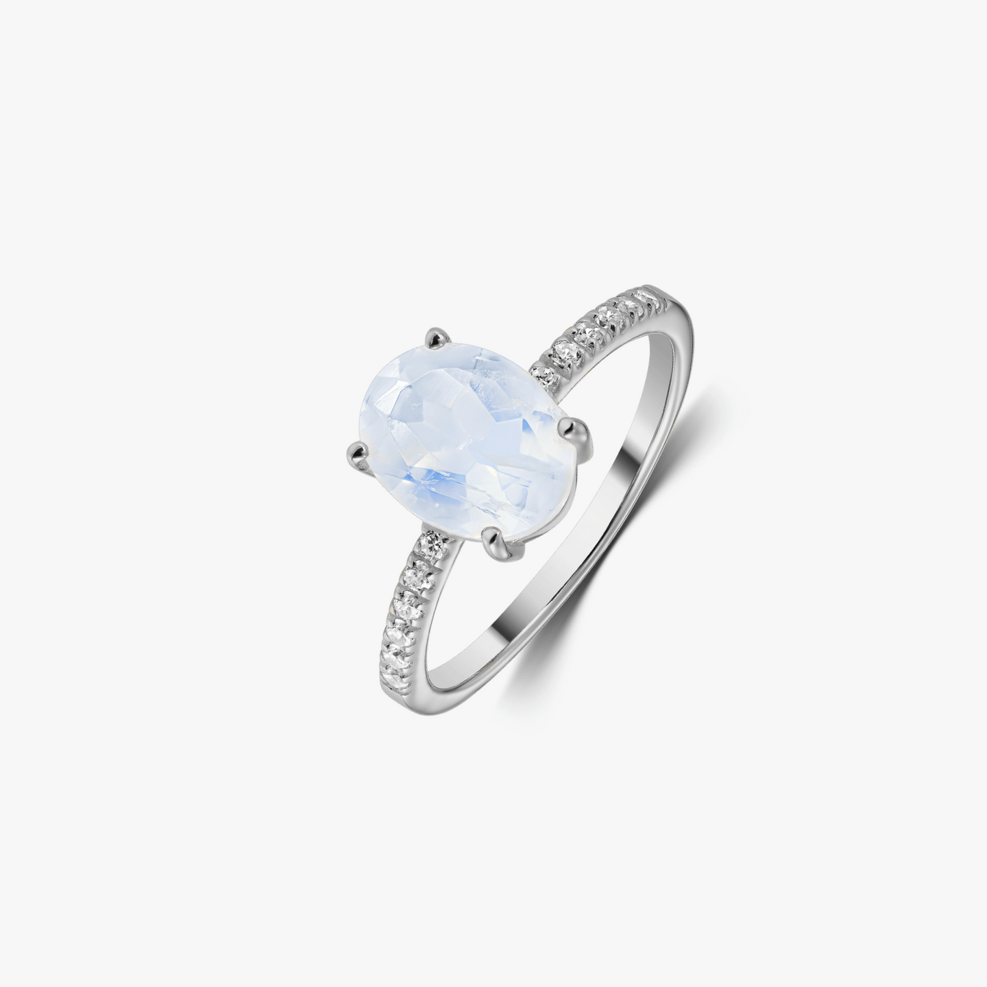 Bague en or blanc Reina - Pierre de lune & Diamants - Indira