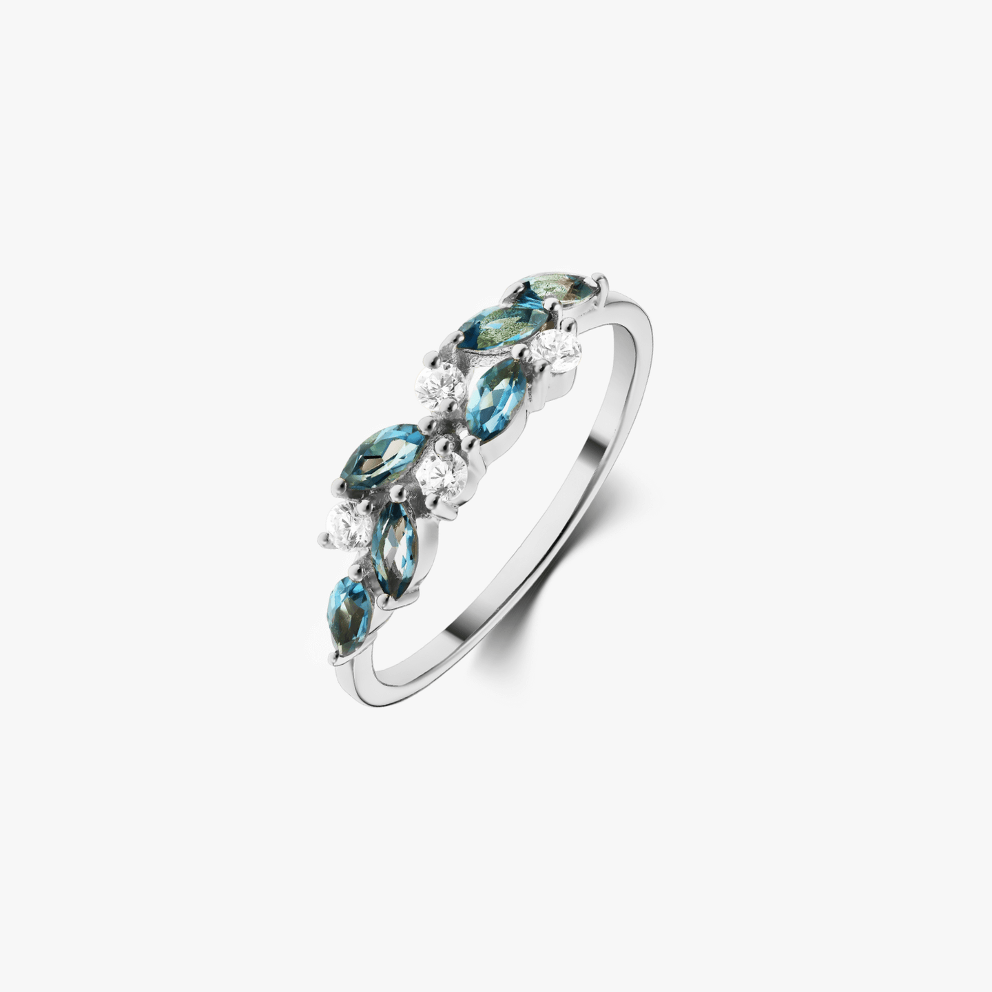 Bague en argent Verdure - Topaze bleue London - Indira