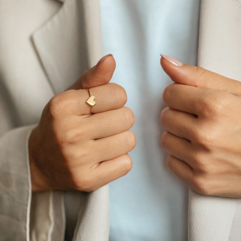 Gold Heart ring - engravable