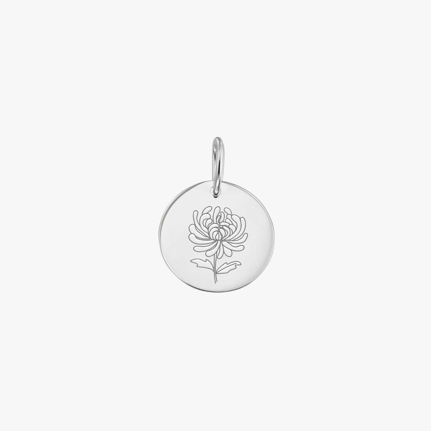 Pendentif en or blanc Birth Flower - Novembre Chrysanthème - Indira
