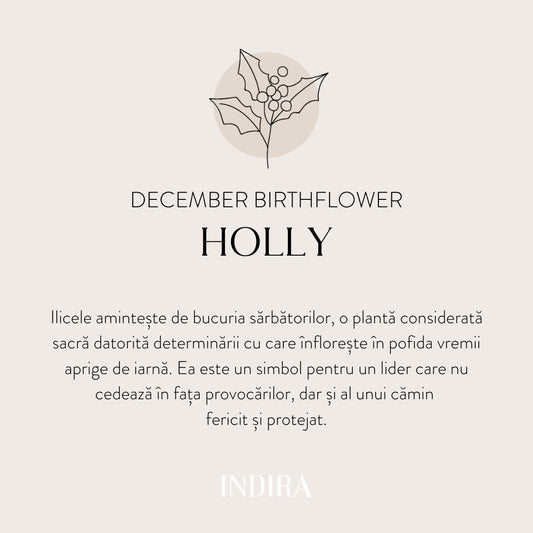Pandantiv din aur alb Birth Flower - December Holly - Indira